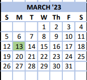 District School Academic Calendar for Tygarts Valley Middle/high School for March 2023