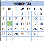 District School Academic Calendar for North Elementary School for March 2023