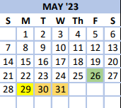 District School Academic Calendar for Harman Elementary/high School for May 2023