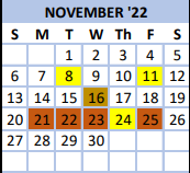 District School Academic Calendar for North Elementary School for November 2022