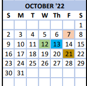 District School Academic Calendar for Coleridge Elementary for October 2022