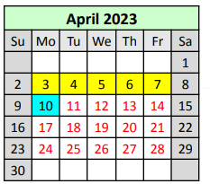 District School Academic Calendar for Louisiana Youth Academy for April 2023