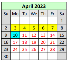 District School Academic Calendar for Ruby-wise Elementary School for April 2023