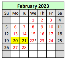 District School Academic Calendar for Ruby-wise Elementary School for February 2023