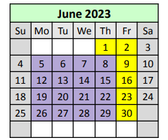 District School Academic Calendar for Ruby-wise Elementary School for June 2023
