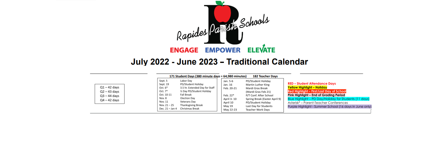 District School Academic Calendar Key for Ruby-wise Elementary School
