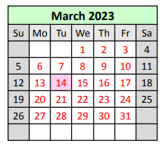 District School Academic Calendar for Oak Hill High School for March 2023