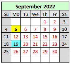 District School Academic Calendar for Glenmora High School for September 2022