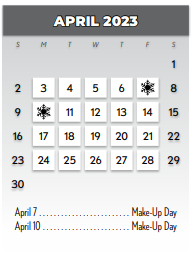 District School Academic Calendar for Richardson North Junior High for April 2023