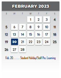 District School Academic Calendar for Math/science/tech Magnet for February 2023