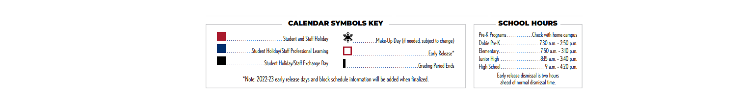 District School Academic Calendar Key for Mohawk Elementary
