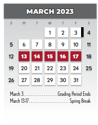 District School Academic Calendar for Enterprise City for March 2023