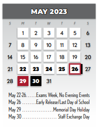 District School Academic Calendar for Richardson West Junior High for May 2023