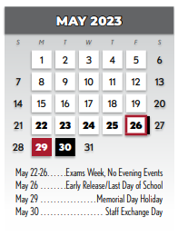 District School Academic Calendar for Math/science/tech Magnet for May 2023
