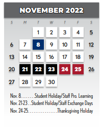District School Academic Calendar for Brentfield Elementary for November 2022