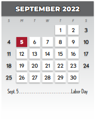 District School Academic Calendar for P A S S Learning Ctr for September 2022