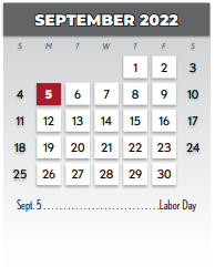 District School Academic Calendar for Math/science/tech Magnet for September 2022