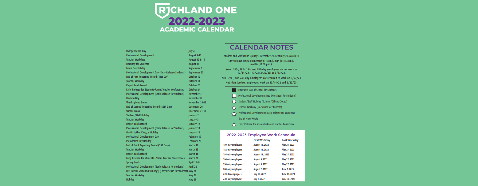 District School Academic Calendar Key for St Andrews Middle