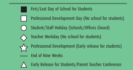 District School Academic Calendar Legend for Webber Elementary
