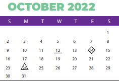 District School Academic Calendar for Hand Middle for October 2022