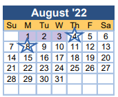 District School Academic Calendar for Davidson Magnet School for August 2022