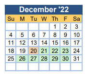 District School Academic Calendar for Academy Of Richmond County High School for December 2022
