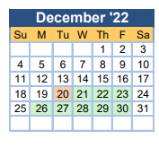 District School Academic Calendar for Hains Elementary School for December 2022