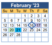 District School Academic Calendar for Tutt Middle School for February 2023