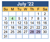 District School Academic Calendar for Copeland Elementary School for July 2022