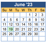 District School Academic Calendar for Sego Middle School for June 2023