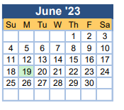 District School Academic Calendar for Tutt Middle School for June 2023