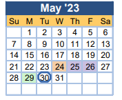 District School Academic Calendar for Walker Traditional Elementary School for May 2023
