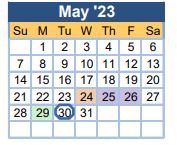 District School Academic Calendar for Tutt Middle School for May 2023