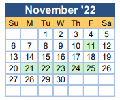 District School Academic Calendar for Hephzibah High School for November 2022