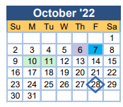 District School Academic Calendar for Morgan Road Middle School for October 2022