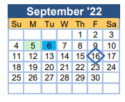 District School Academic Calendar for Goshen Elementary School for September 2022