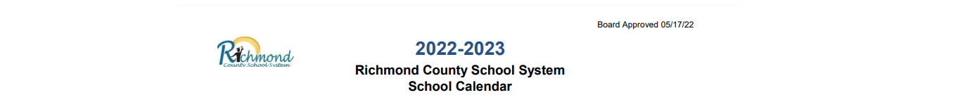 District School Academic Calendar for Hephzibah High School