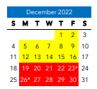 District School Academic Calendar for J. B. Fisher ELEM. for December 2022