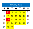 District School Academic Calendar for J. E. B. Stuart ELEM. for January 2023