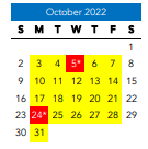 District School Academic Calendar for Elizabeth D. Redd ELEM. for October 2022