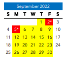District School Academic Calendar for Pre-school DEV. Center for September 2022