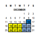 District School Academic Calendar for Riverside Unified Independent Study for December 2022