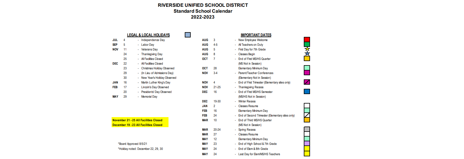 District School Academic Calendar Key for Hyatt Elementary