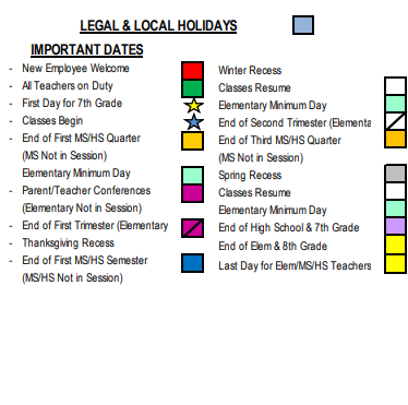 District School Academic Calendar Legend for University Heights Middle