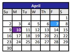 District School Academic Calendar for Robinson Junior High for April 2023