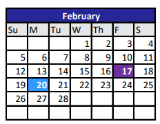 District School Academic Calendar for Robinson Intermediate for February 2023