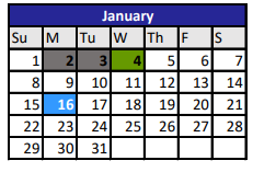 District School Academic Calendar for Challenge Academy for January 2023