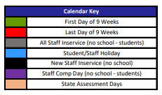 District School Academic Calendar Legend for Robinson Elementary