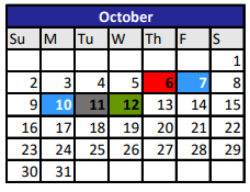 District School Academic Calendar for Robinson Intermediate for October 2022