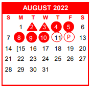 District School Academic Calendar for Martin El for August 2022